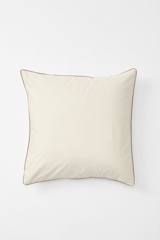 Product Image - Euro Pillowcase Pair in Contrast Edge - Canvas and Ochre Red