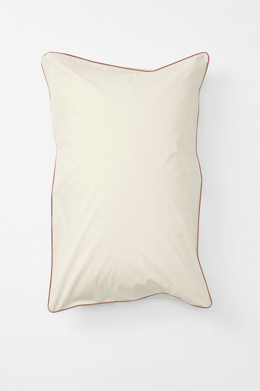 Product Image - Pillowcase Pair in Contrast Edge, Canvas with Ochre Red