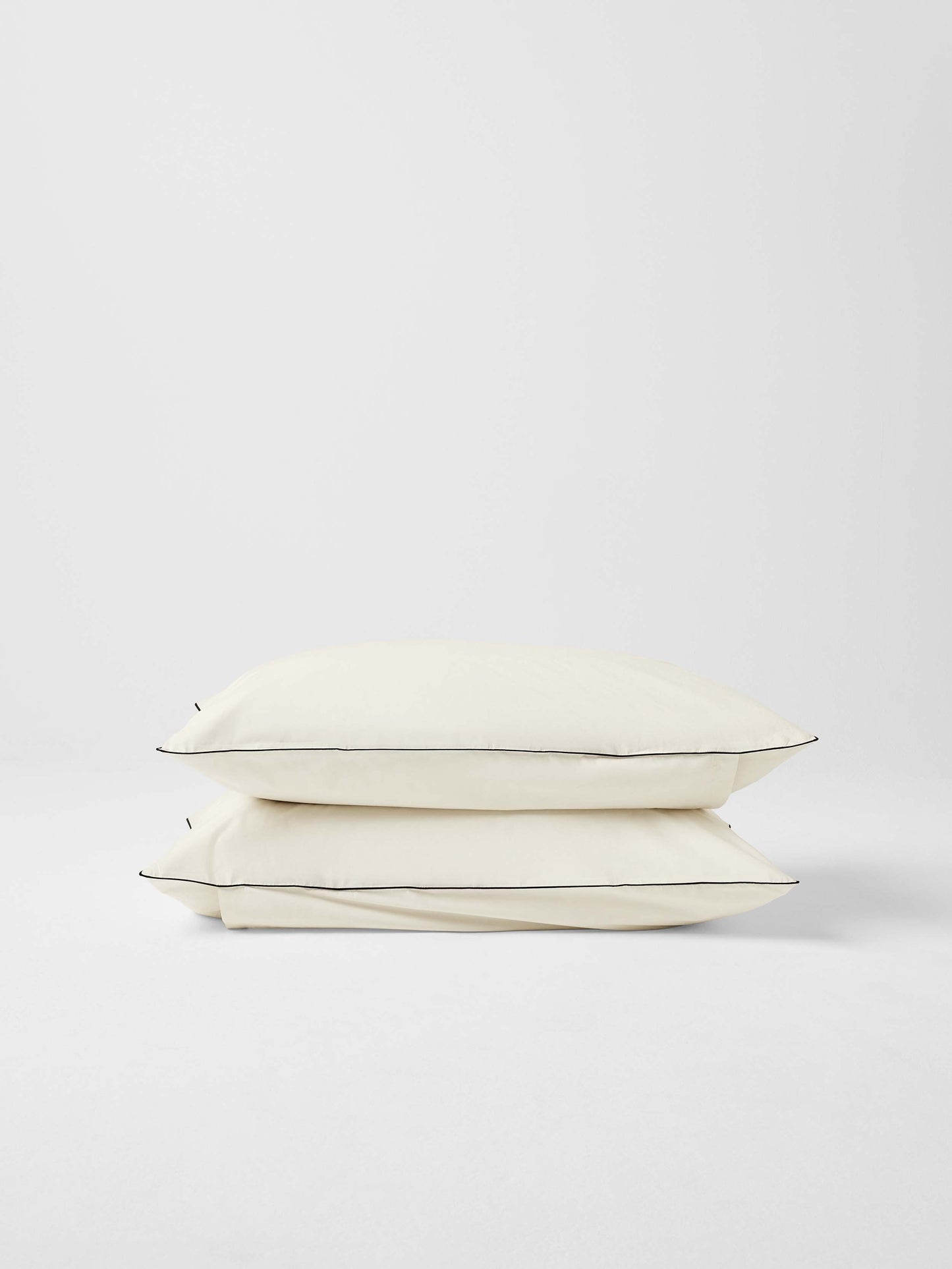 King Pillowcase Pair in Contrast Edge, Canvas with Cinder