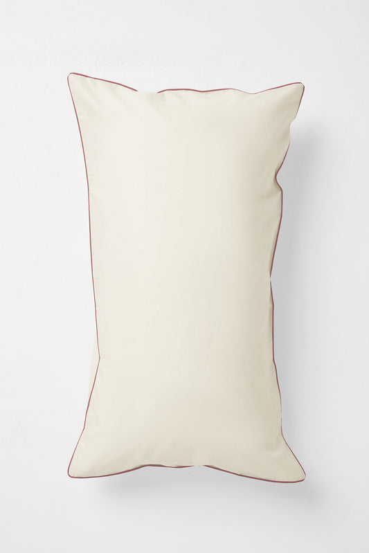 Product Image - King Pillowcase Pair in Contrast Edge, Canvas with Ochre Red